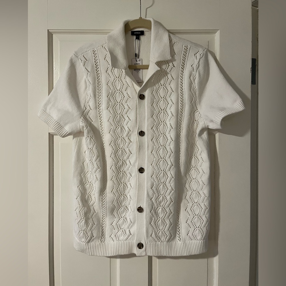 EXPRESS OPEN STITCHED SWEATER BUTTON DOWN